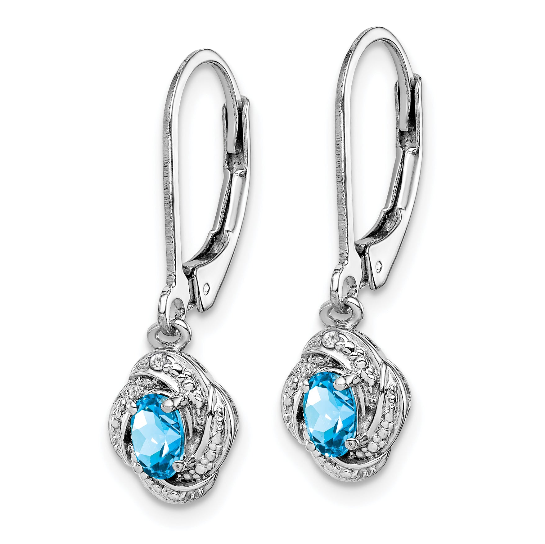 Sophia Jewelers 925 Sterling Silver Blue Topaz & Diamond Dangle Earrings with Rhodium Finish Secondary image