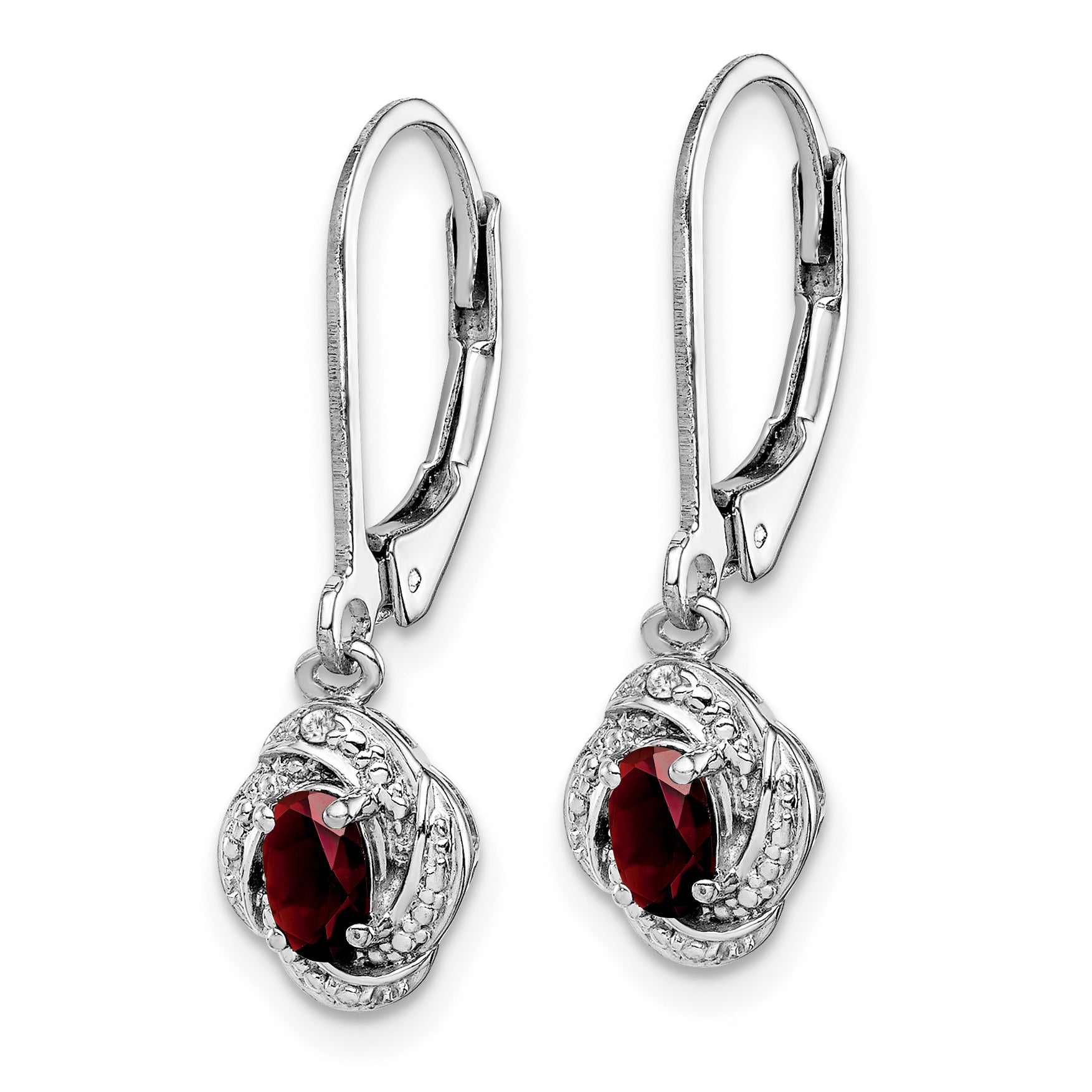 Sophia Jewelers Rhodium-Plated Sterling Silver Garnet & Diamond Drop Earrings Secondary image