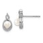 Sterling Silver Rhodium-plated FW Cultured Pearl & Diam. Earrings