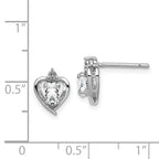 Sterling Silver Rhodium-Plated Oval White Topaz & Diamond Earrings  Prong Set, Elegant Women's Birthstone Style