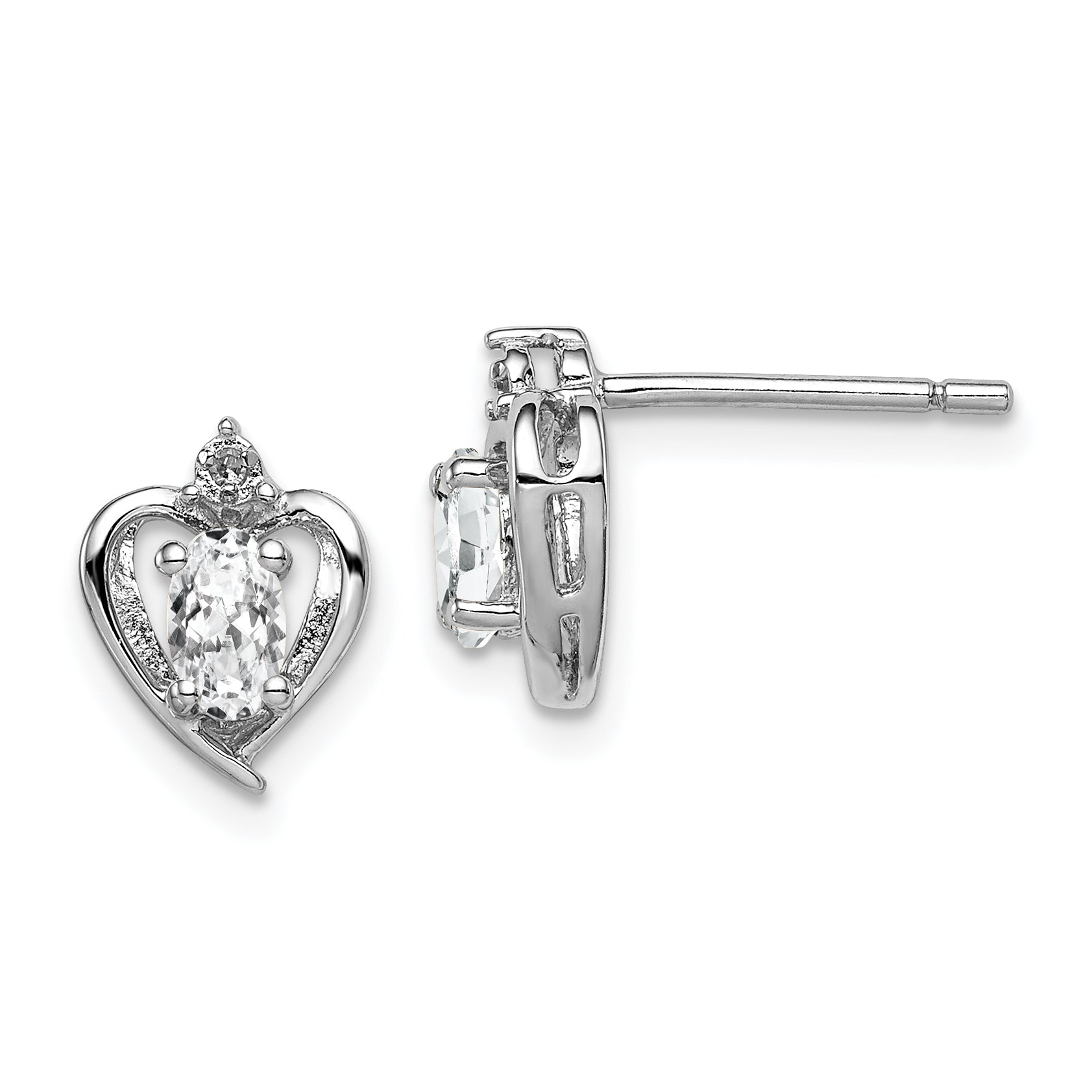 Sterling Silver Rhodium-plated White Topaz & Diam. Earrings Main image