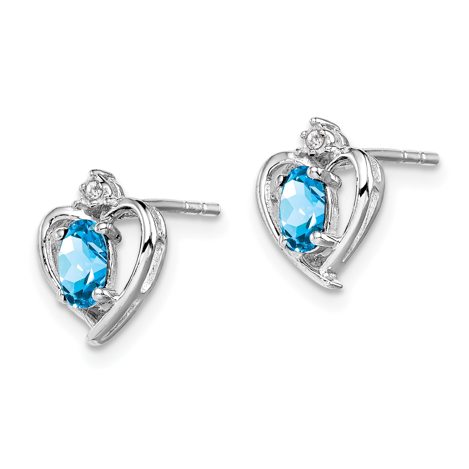 Sophia Jewelers 925 Sterling Silver Swiss Blue Topaz & Diamond Earrings with Rhodium Plating Secondary image