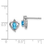 Sophia Jewelers 925 Sterling Silver Swiss Blue Topaz & Diamond Earrings with Rhodium Plating