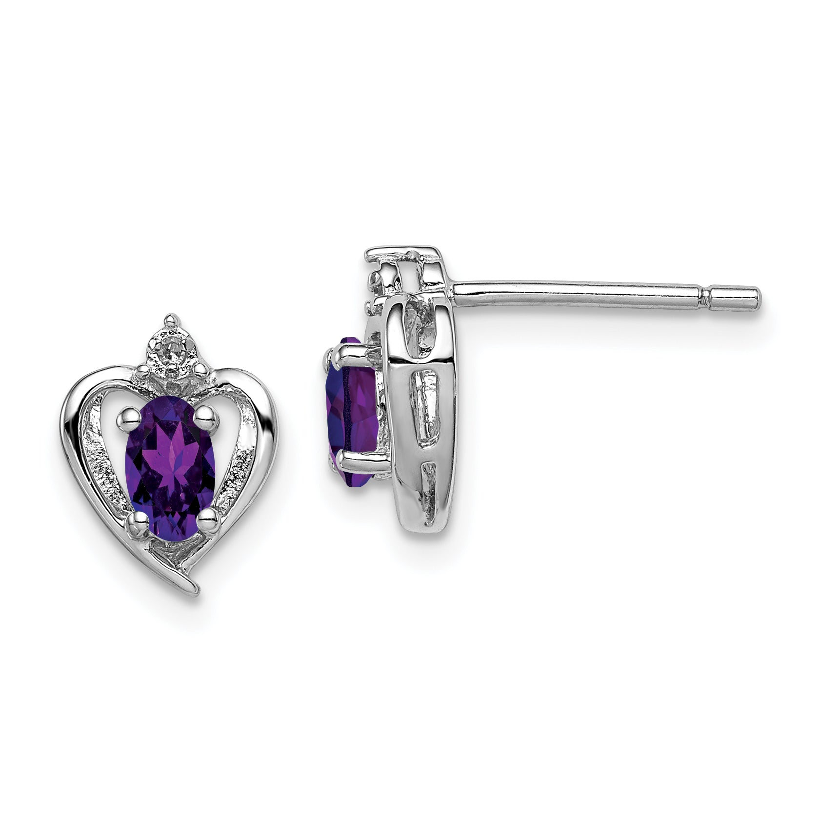 Sterling Silver Rhodium-plated Amethyst & Diam. Earrings Main image