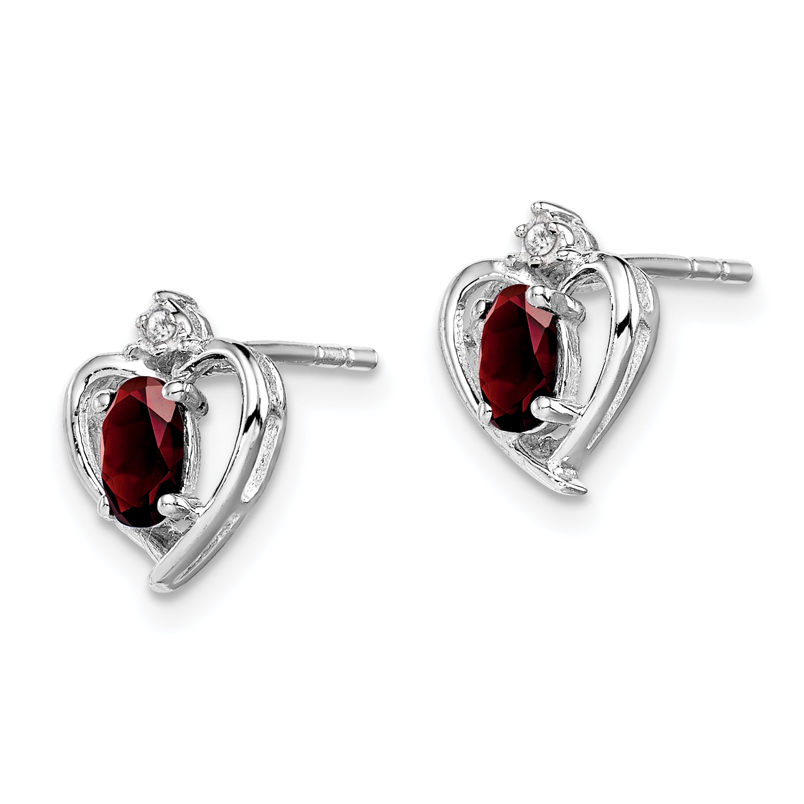 Sophia Jewelers 925 Sterling Silver Rhodium-Plated Garnet & Diamond Birthstone Earrings Secondary image