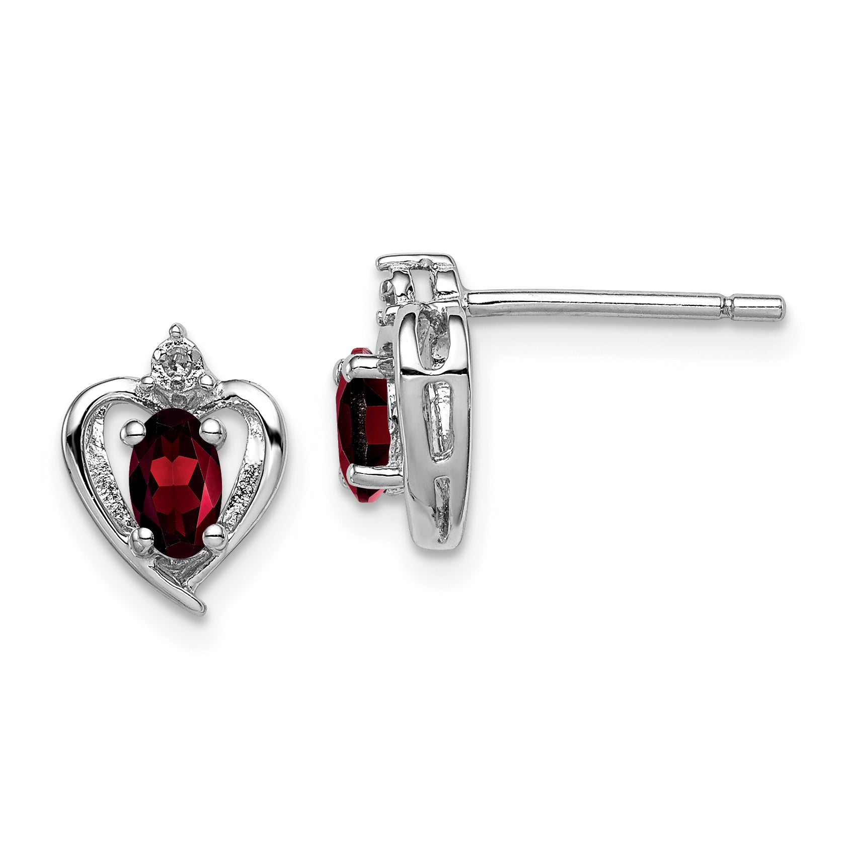 Sterling Silver Rhodium-plated Garnet & Diam. Earrings Main image