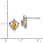 Sophia Jewelers Sterling Silver Rhodium-Plated Citrine & Diamond Oval Earrings