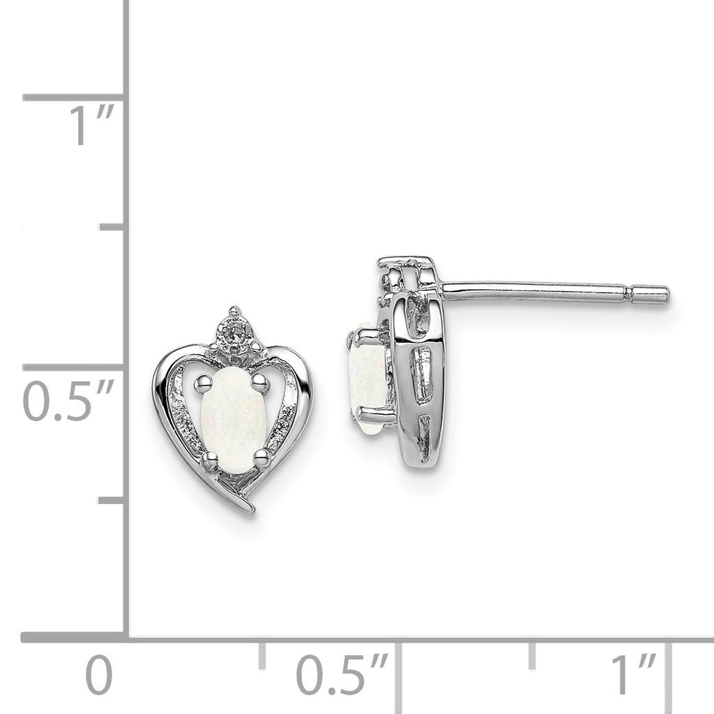 Sophia Jewelers 925 Sterling Silver Opal & Diamond Rhodium-Plated Earrings