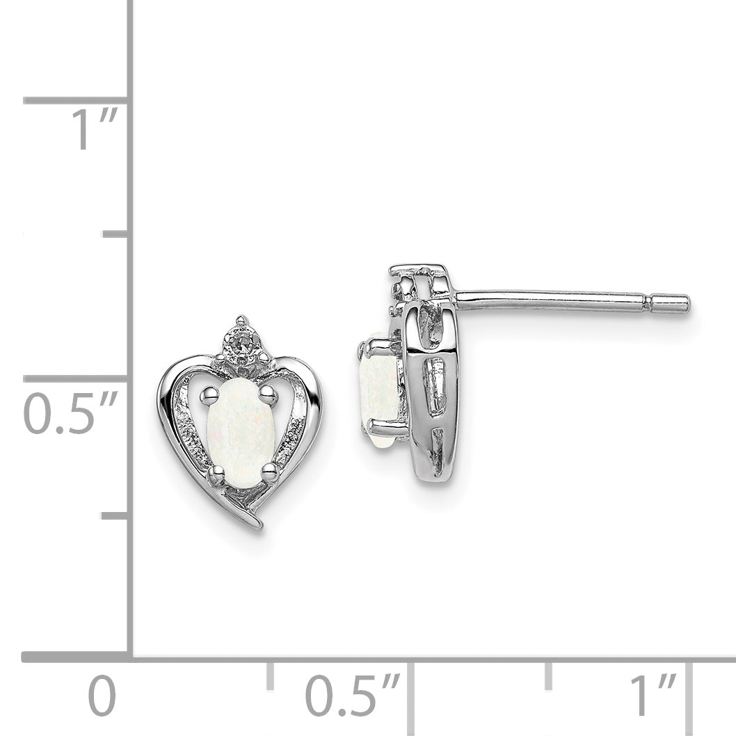 Sophia Jewelers 925 Sterling Silver Opal & Diamond Rhodium-Plated Earrings
