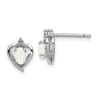 Sterling Silver Rhodium-plated Created Opal & Diam. Earrings