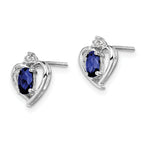 925 Sterling Silver Sapphire & Diamond Earrings with Rhodium-Plated Finish  Elegant Birthstone Design