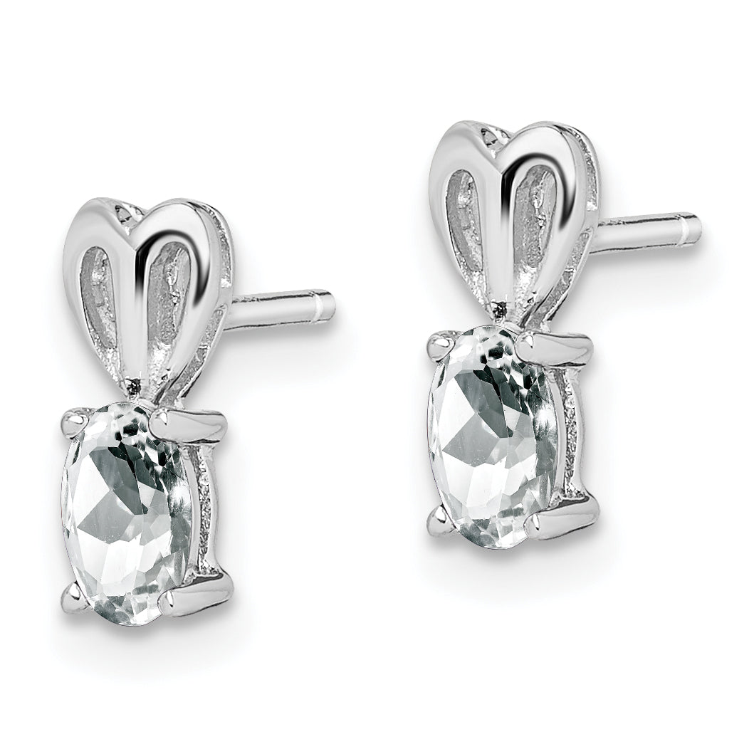 Sterling Silver White Topaz Earrings with Rhodium-Plated Polished Finish Secondary image