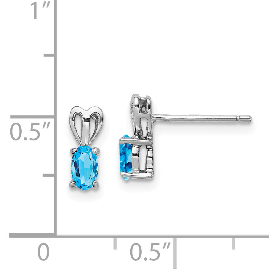 Sophia Jewelers Sterling Silver Swiss Blue Topaz Earrings with Rhodium-Plated Finish