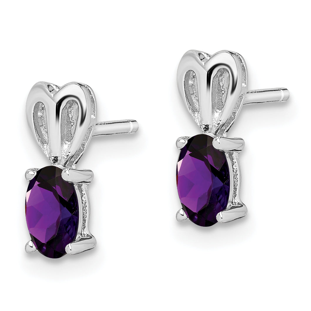 Sophia Jewelers Sterling Silver 925 Amethyst Earrings with Rhodium-Plated Polished Finish Secondary image