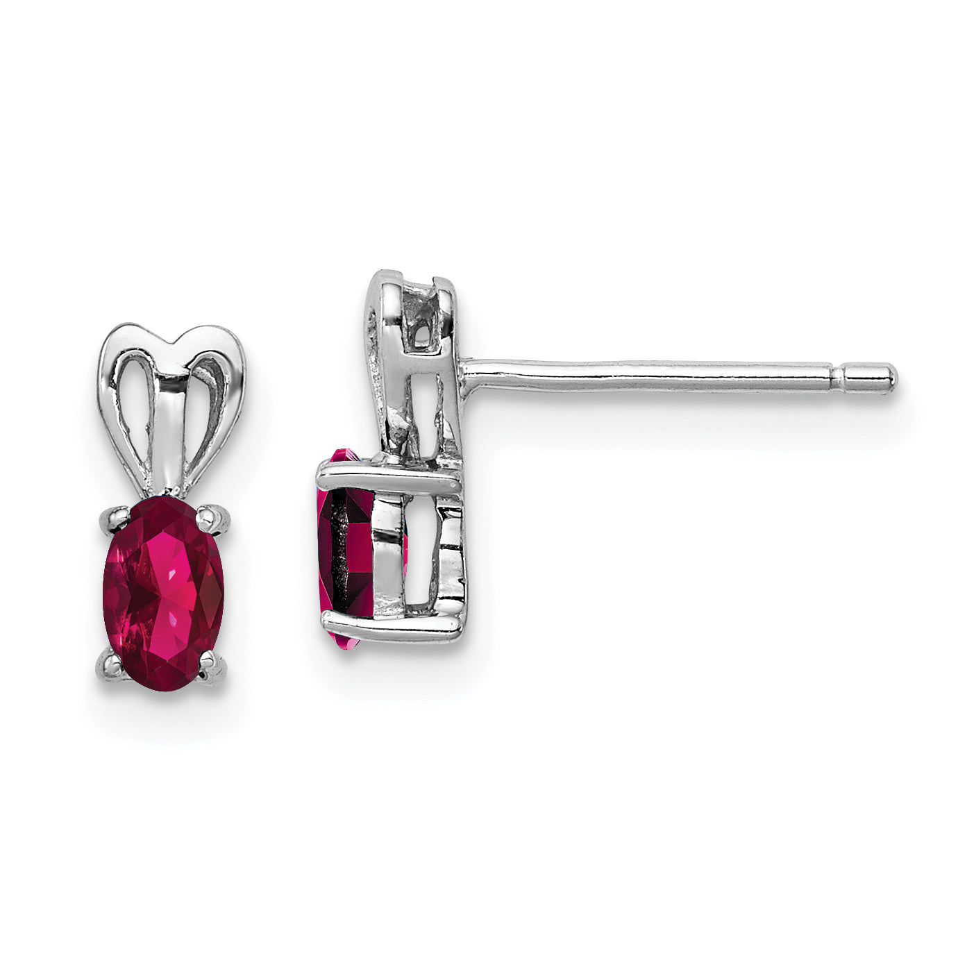 Sterling Silver Rhodium-plated Created Ruby Earrings Main image