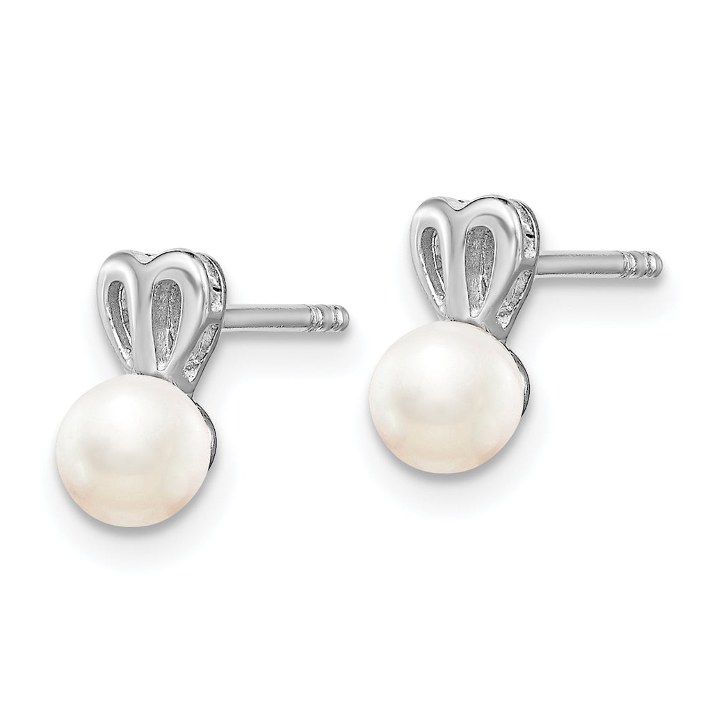 Sophia Jewelers Sterling Silver 925 Rhodium-Plated Freshwater Pearl Earrings  Elegant Button Style