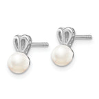 Sophia Jewelers Sterling Silver 925 Rhodium-Plated Freshwater Pearl Earrings  Elegant Button Style