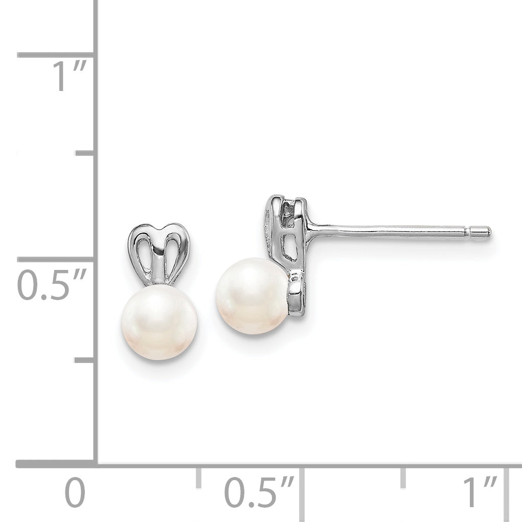 Sterling Silver Rhodium-plated FW Cultured Pearl Earrings