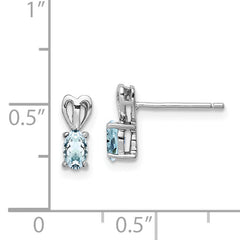Sophia Jewelers Sterling Silver Rhodium-Plated Aquamarine Earrings  Polished Oval Cut