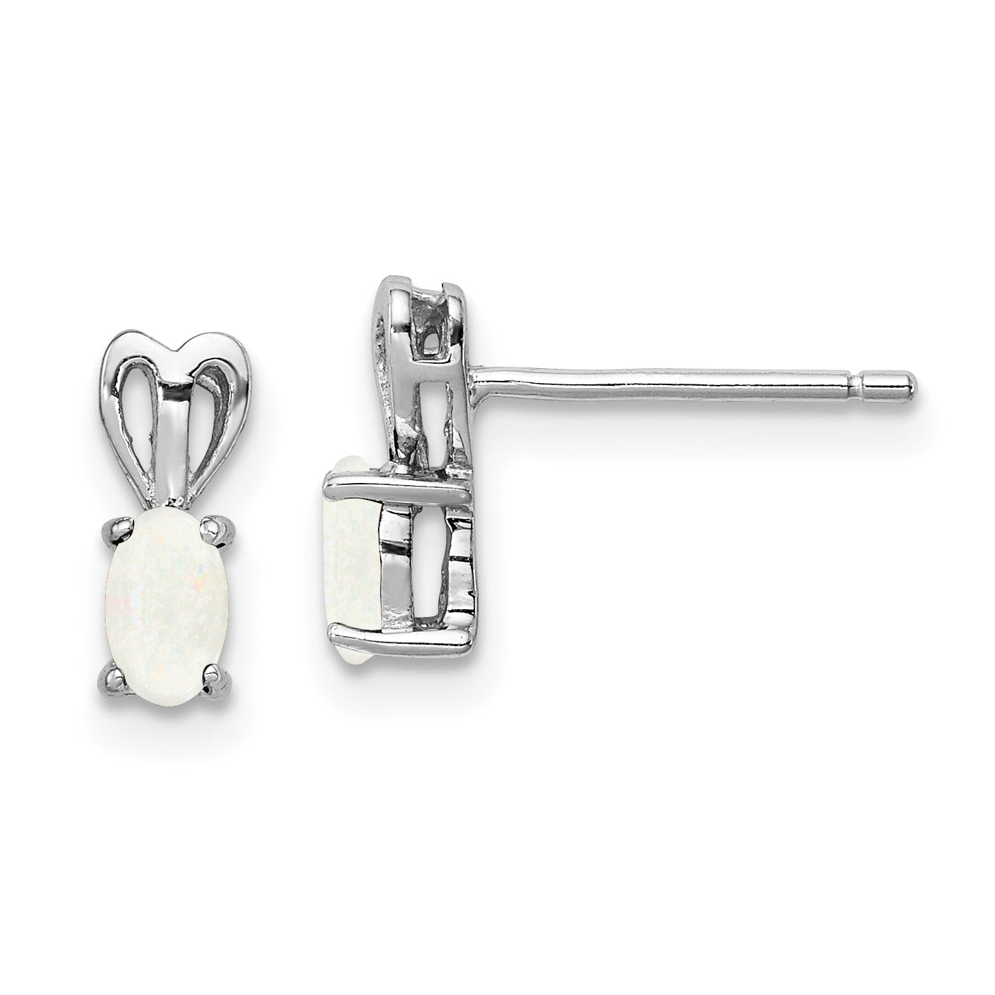 Sterling Silver Rhodium-plated Created Opal Earrings Main image