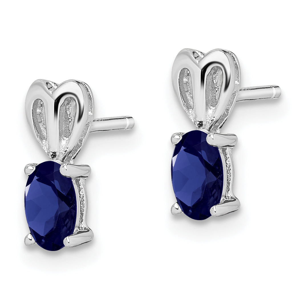 Sterling Silver 925 Sapphire Earrings with Rhodium-Plated Polished Finish Secondary image