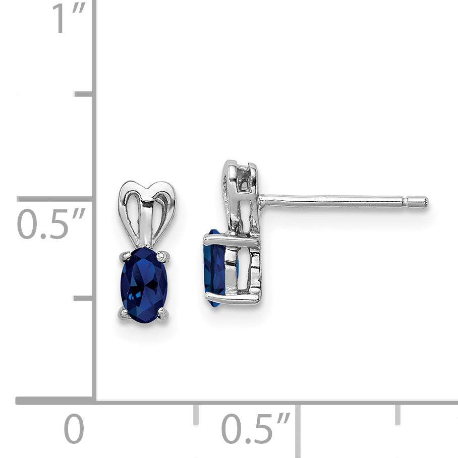 Sterling Silver 925 Sapphire Earrings with Rhodium-Plated Polished Finish