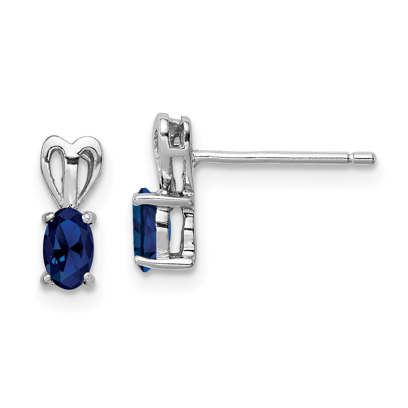 Sterling Silver Rhodium-plated Created Sapphire Earrings Main image