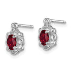 Sophia Jewelers Sterling Silver 925 Ruby & Diamond Rhodium-Plated Button Earrings