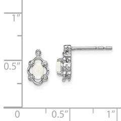 Sterling Silver Rhodium-Plated Opal & Diamond Earrings with Polished Finish