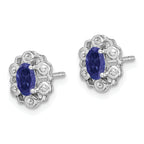 Sterling Silver Rhodium-Plated Sapphire & Diamond Earrings with Polished Finish