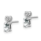 Sterling Silver Rhodium-Plated White Topaz & Diamond Button Earrings  Elegant, Natural Birthstone Design