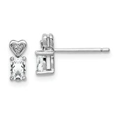 Sterling Silver Rhodium-plated White Topaz & Diam. Earrings
