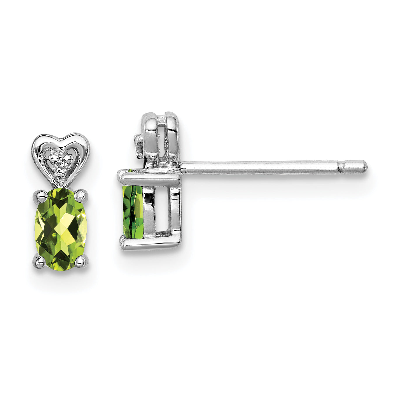 Sterling Silver Rhodium-plated Peridot & Diam. Earrings Main image