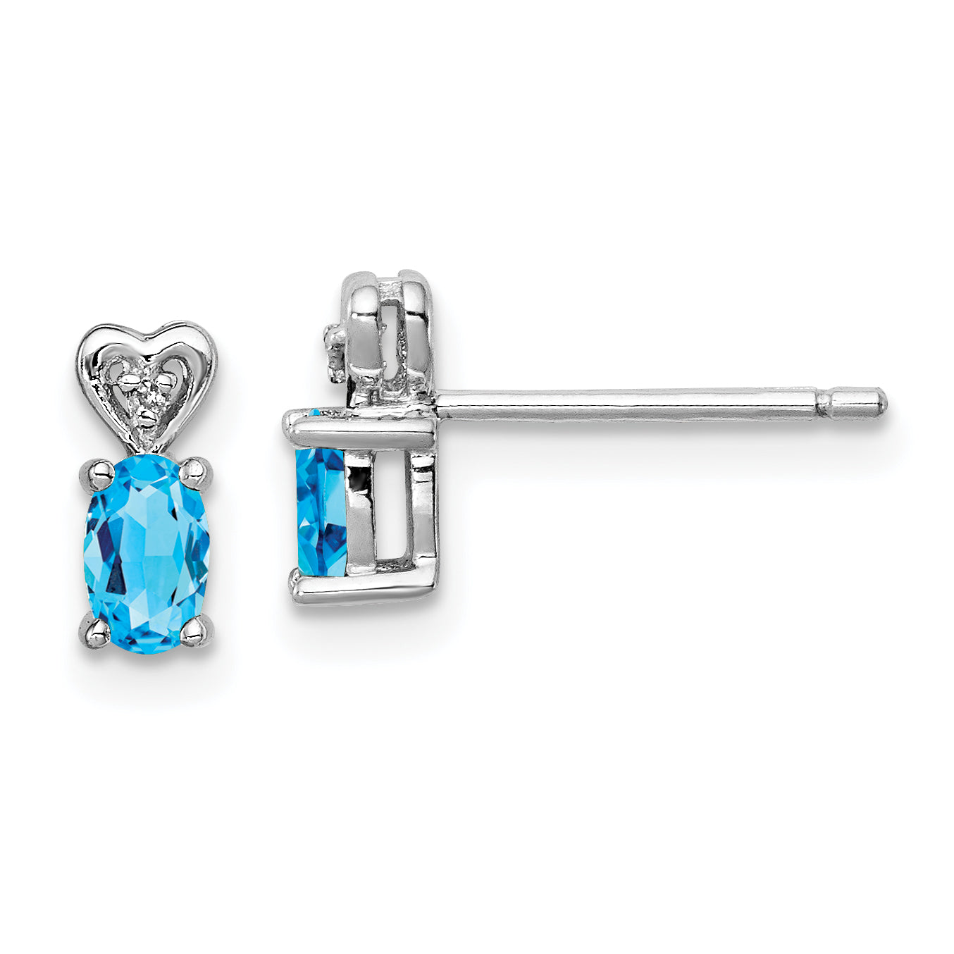 Sterling Silver Rhodium-plated Light Swiss Blue Topaz & Diam. Earrings Main image