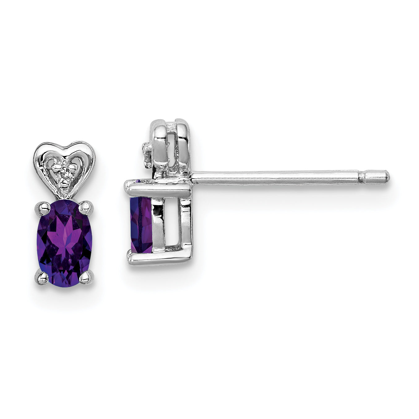 Sterling Silver Rhodium-plated Amethyst & Diam. Earrings Main image