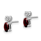 925 Sterling Silver Rhodium-Plated Garnet & Diamond Earrings  Polished Elegance for Women