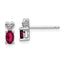 Sterling Silver Rhodium-plated Created Ruby & Diam. Earrings