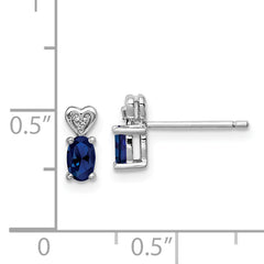Sterling Silver Sapphire & Diamond Earrings with Rhodium Polish  Elegant Birthstone Design
