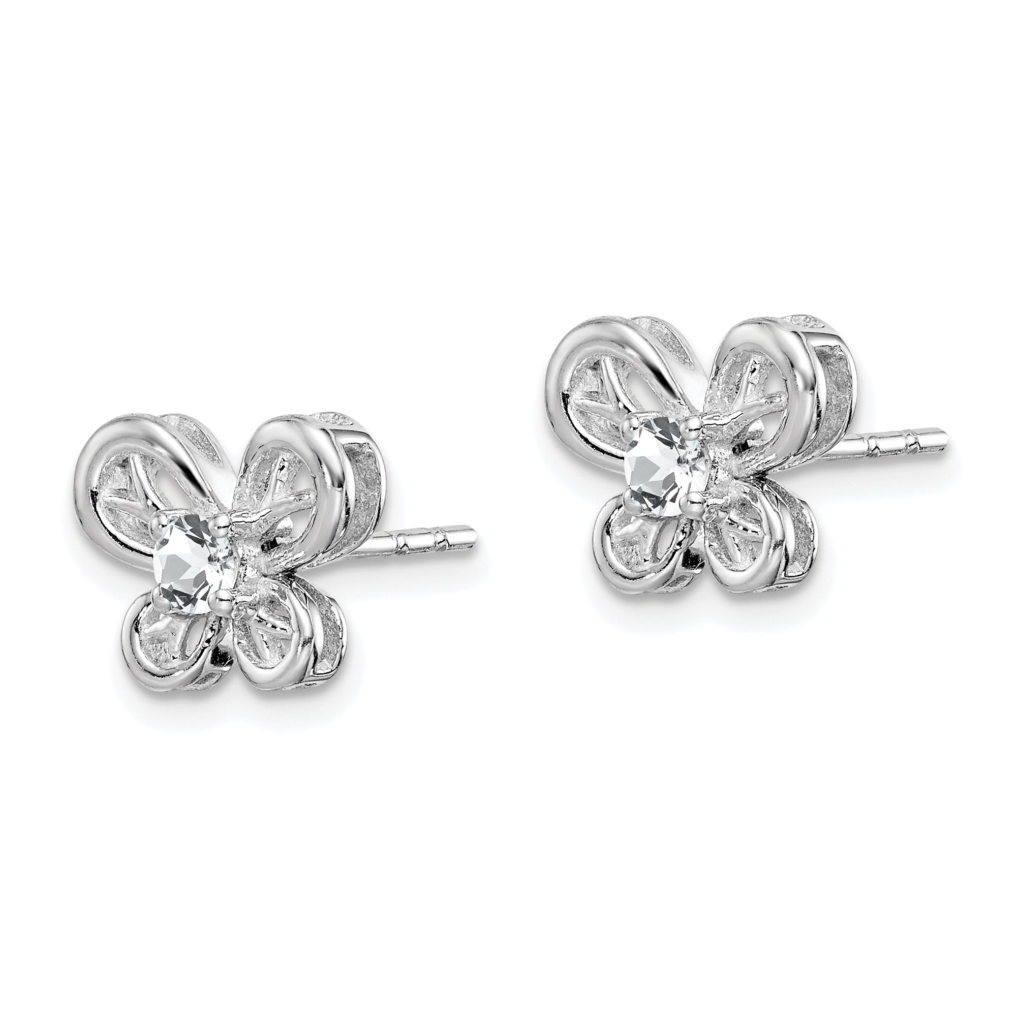 Sophia Jewelers 925 Sterling Silver White Topaz Button Earrings Rhodium-Plated, Natural Stone