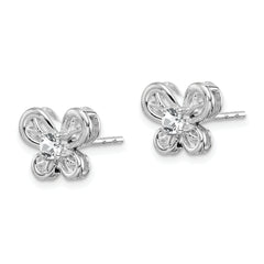 Sophia Jewelers 925 Sterling Silver White Topaz Button Earrings Rhodium-Plated, Natural Stone