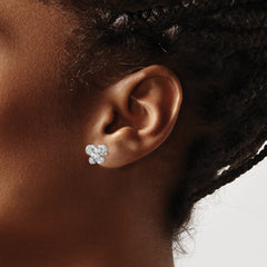 Sophia Jewelers 925 Sterling Silver White Topaz Button Earrings Rhodium-Plated, Natural Stone