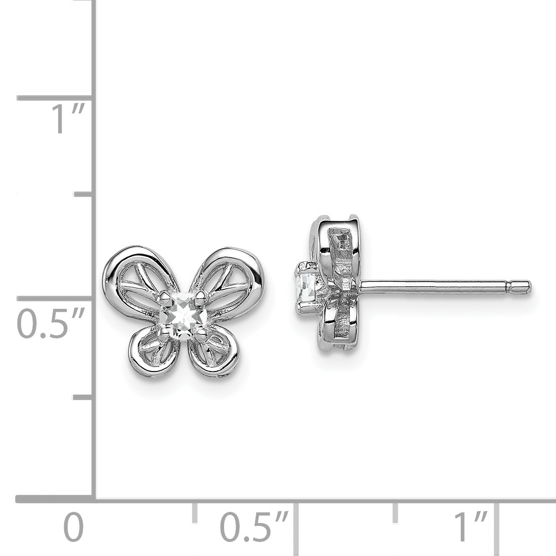 Sophia Jewelers 925 Sterling Silver White Topaz Button Earrings Rhodium-Plated, Natural Stone