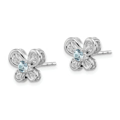 Sterling Silver Rhodium-Plated Aquamarine Earrings with Prong Set Stones  March Birthstone
