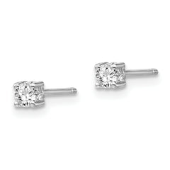 Sophia Jewelers Sterling Silver 3mm White Topaz Stud Earrings, Rhodium-Plated Polished Finish