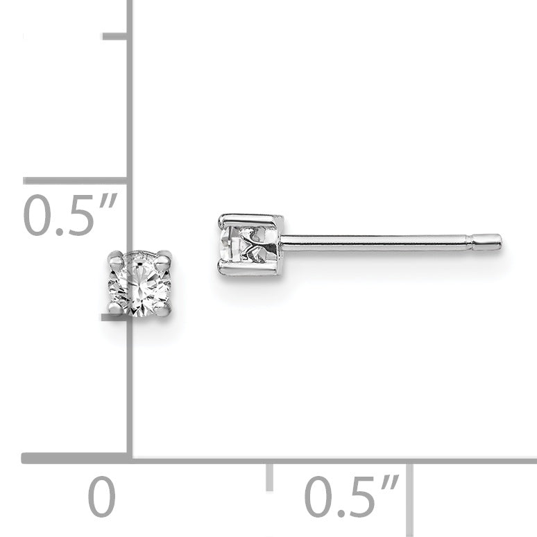 Sophia Jewelers Sterling Silver 3mm White Topaz Stud Earrings, Rhodium-Plated Polished Finish