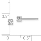 Sophia Jewelers Sterling Silver 3mm White Topaz Stud Earrings, Rhodium-Plated Polished Finish