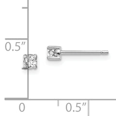 Sophia Jewelers Sterling Silver 3mm White Topaz Stud Earrings, Rhodium-Plated Polished Finish