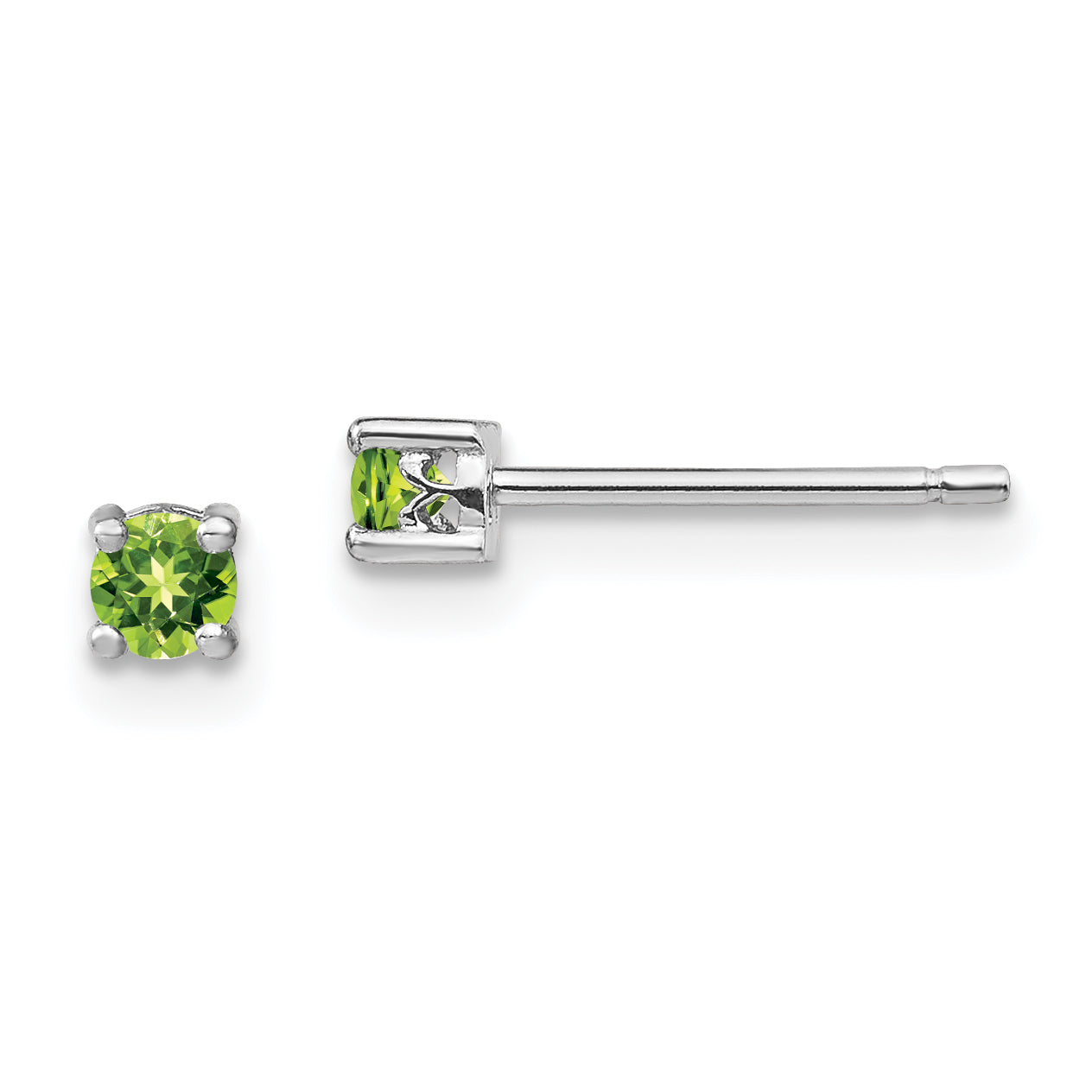 Sterling Silver Rhodium-plated 3mm Round Peridot Post Earrings Main image