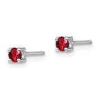 Sterling Silver 3mm Garnet Stud Earrings with Rhodium Plating  January Birthstone