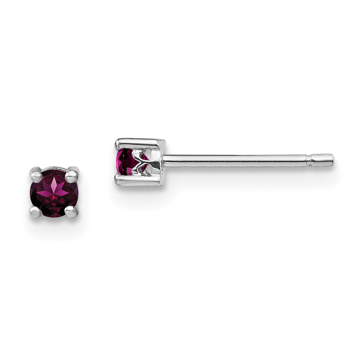 Sterling Silver Rhod-pltd 3mm Round Rhodolite Garnet Post Earrings Main image